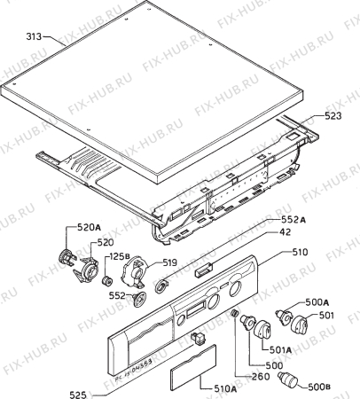 Взрыв-схема стиральной машины Zanussi FJ934V - Схема узла Command panel 037